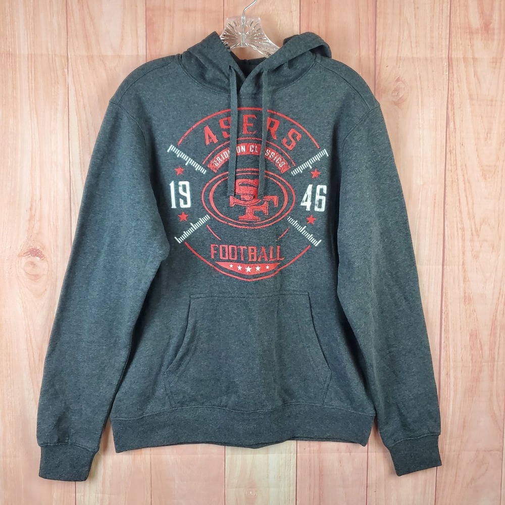 NFL Hoodie Mens Small Gray San Francisco 49ers American Drawstring Long Sleeve